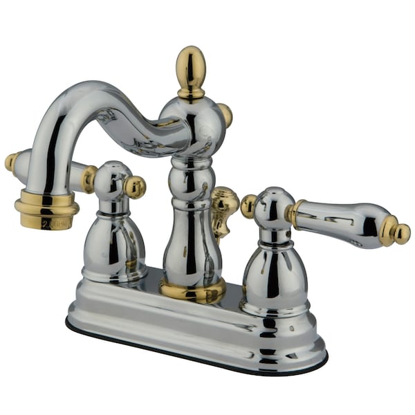 Heritage, 4" Centerset Bathroom Faucet, Chrome/Polished Brass